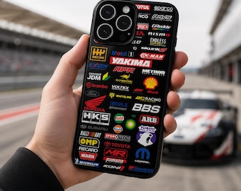 Telefoonhoesje met JDM Racing-logo | Motorsport Sticker Bomb-hoesje voor iPhone Samsung | Drift Car Culture-hoes