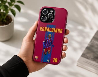 Ronaldinho Barcelona Jersey Phone Case | Vintage Football Aesthetic Tough Case for iPhone Samsung Google Pixel