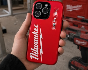 Funda para teléfono Milwaukee M18 Fuel Tool / Funda resistente roja inspirada en herramientas eléctricas para iPhone, Samsung y Google / Funda con estética de taller