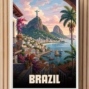 Rio de Janeiro Kristusstatyn Vintage reseaffisch (digital nedladdning)