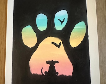 Doggie hand painted card
