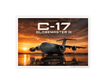 C-17 Globemaster III Poster — Cinematic Sunset USAF Wall Art