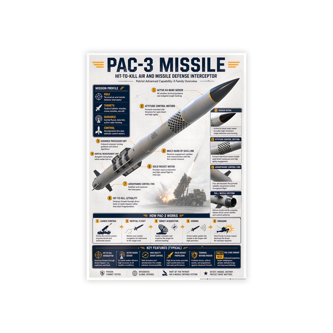 PAC-3 Missile Defense Poster — Patriot Hit-to-kill Interceptor Wall Art ...