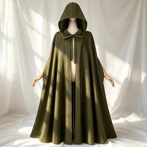 Long Hooded Cloak Cape, Medieval Renaissance Cosplay Robe, Witch Wizard Full Length Cloak