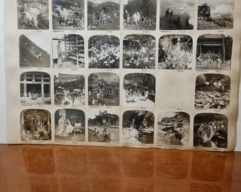 Set di 190 foto d'epoca giapponesi dei primi del '900. 5 fogli di foto fronte-retro.