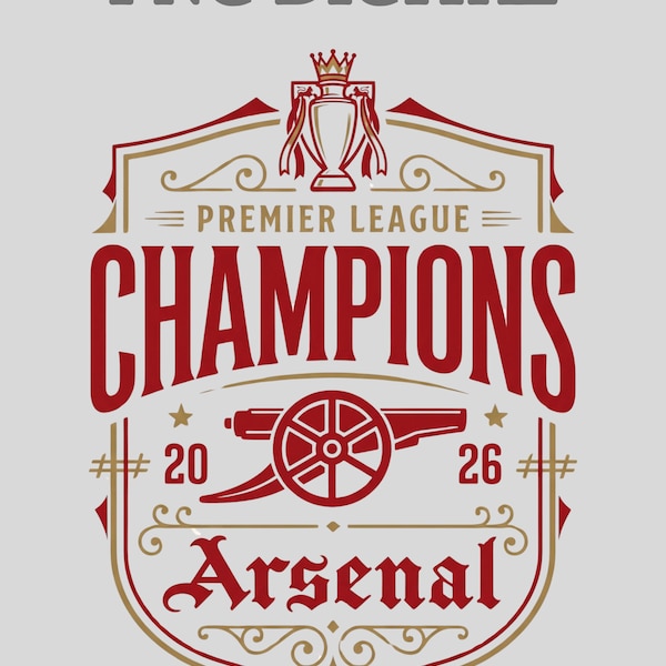 Arsenal Premier League Champions PNG, Retro Football Fan Art (Digital Download)
