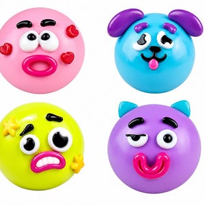Squishy Stress Reliever Toys | Bright Colorful Emoji Faces, Non-Toxic Fun