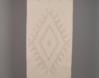 Tapis en coton fait main : passage étroit 0,7 x 2 m, motif noué