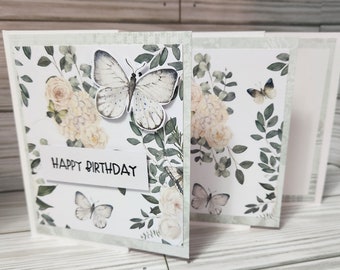 Happy Birthday Butterflies Handmade Greeting Card