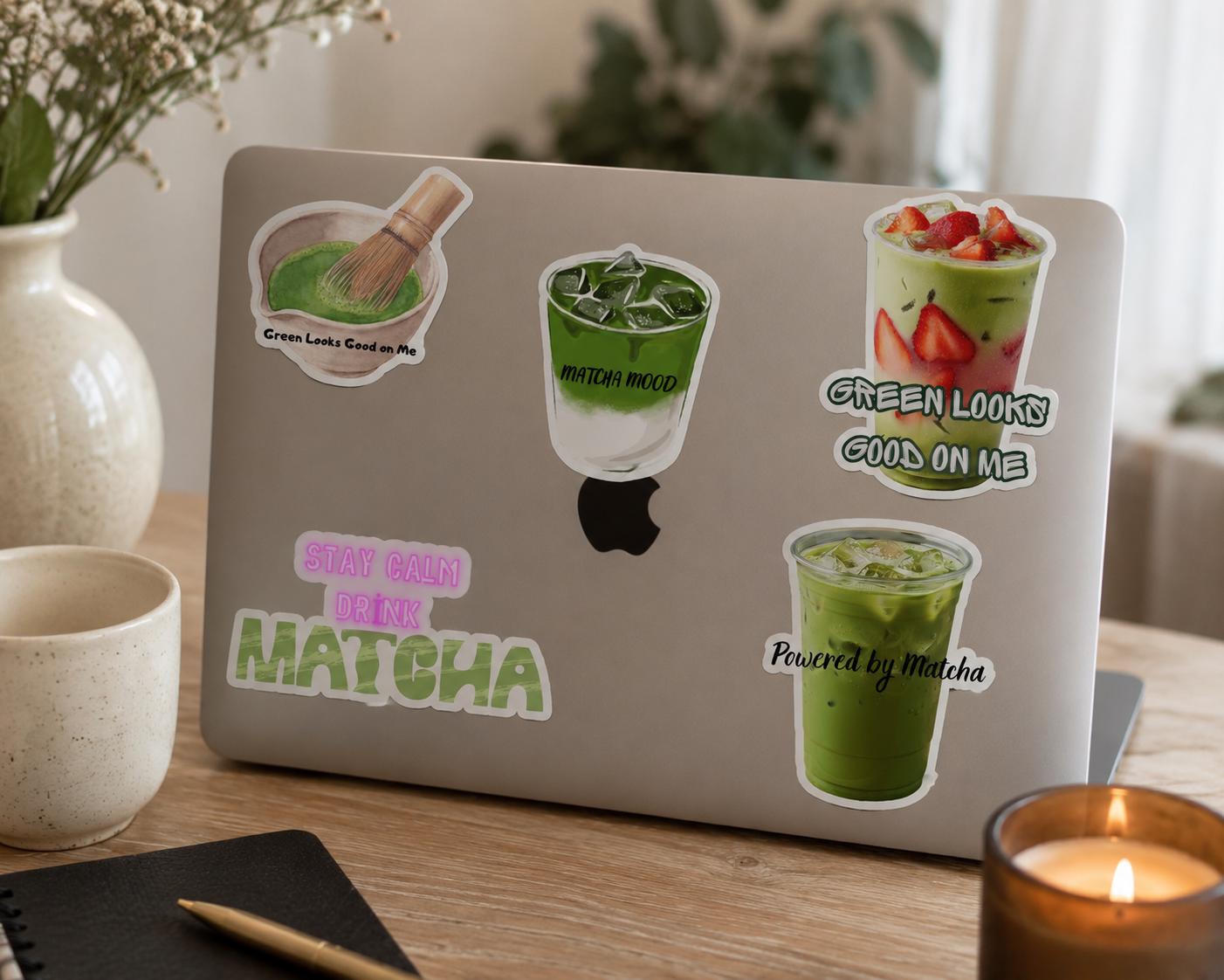 Matcha Sticker Bundle PNG | Cute Aesthetic Digital Stickers | Green Tea ...