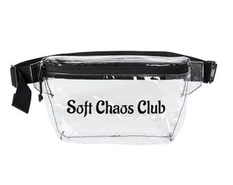 Soft Chaos Club Clear Fanny Pack | Transparent Crossbody Bag | Sporty Aesthetic Festival Waist Bag