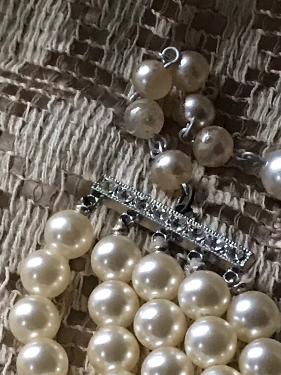 Vintage Jewelry / Faux Pearl 5 Strand Beaded Neck… - image 7