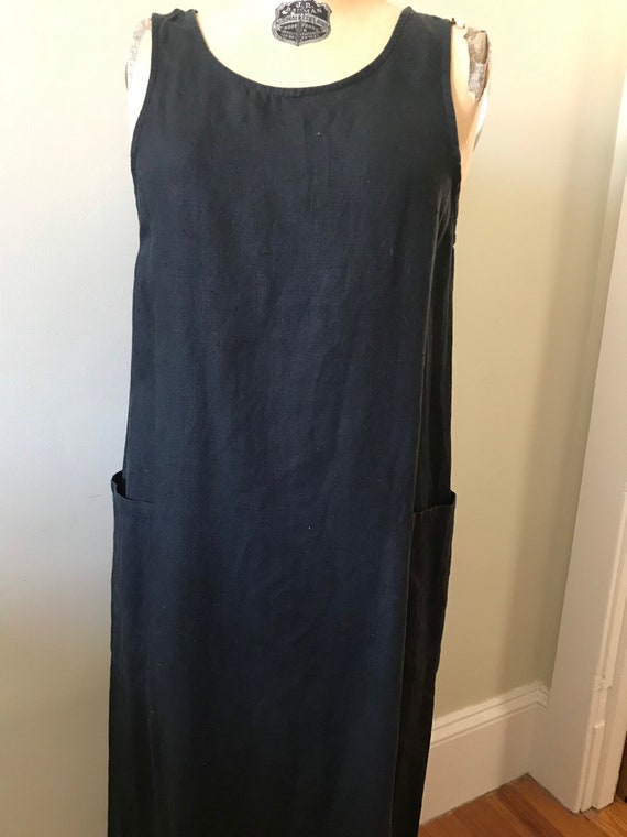 Vintage Linen Dress / Black Linen Tank Dress / Su… - image 7