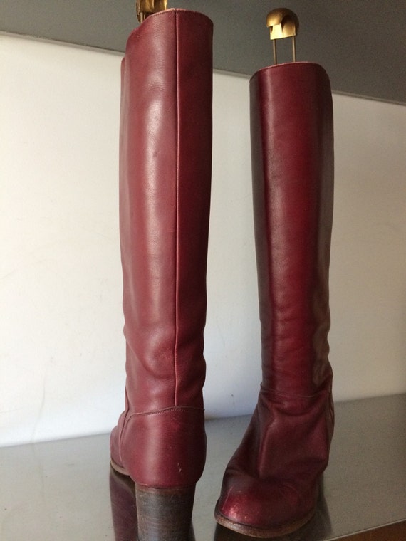burgundy leather boots womens
