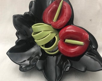 1940’s -50’s Pottery Wall Sconce • Vintage Home Decor• Vintage Ceramic Pottery Sconce • Floral Ceramic Sconce
