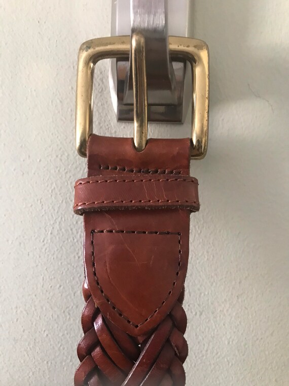 Leather Belt Accessory/ Vintage Woven Leather Bel… - image 6