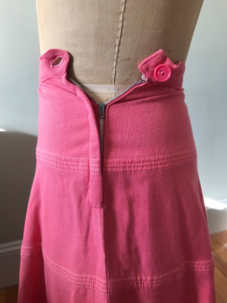 Women’s Vintage Clothing/ Salmon Linen Blend Full Skirt image 4
