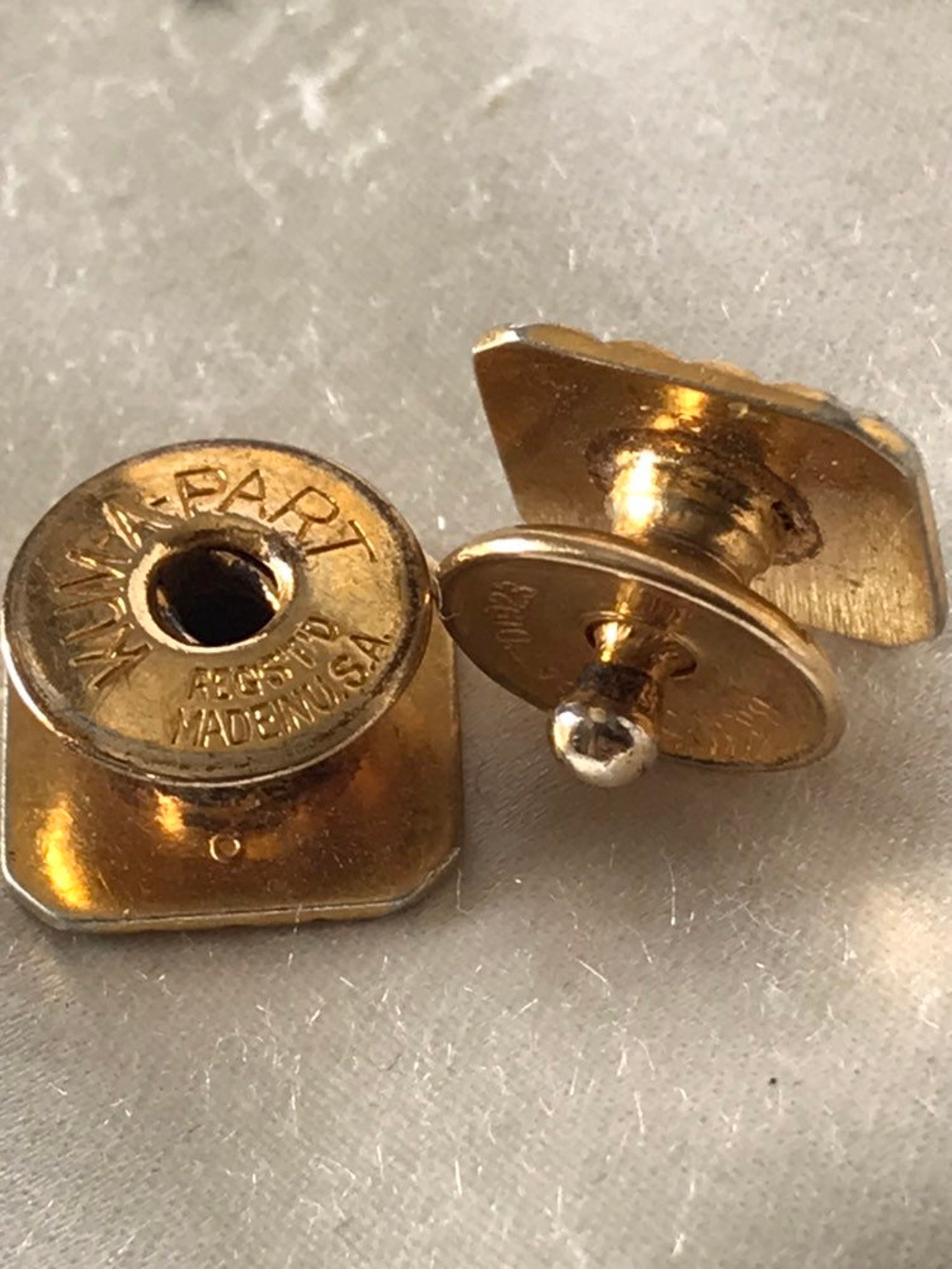 Boutons De Manchette (Cufflinks) Vintage Kum-A-Part, Design Art Déco Vert - Modèle CL62, Occasion