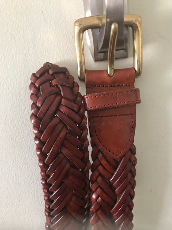 Leather Belt Accessory/ Vintage Woven Leather Bel… - image 4