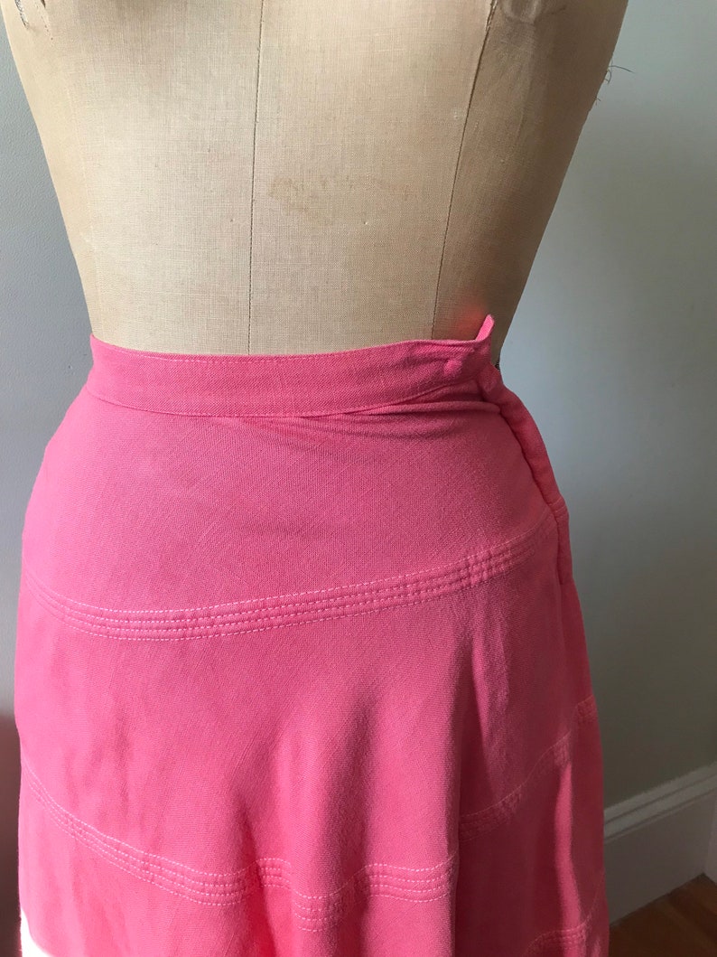Women’s Vintage Clothing/ Salmon Linen Blend Full Skirt image 7