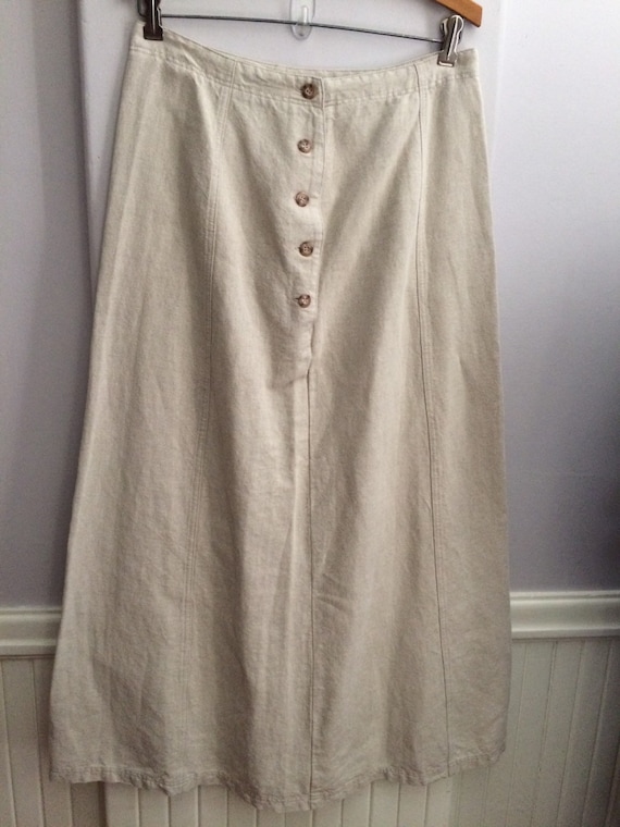 Laura Ashley Natural Flax Linen Skirt / Gored Fl