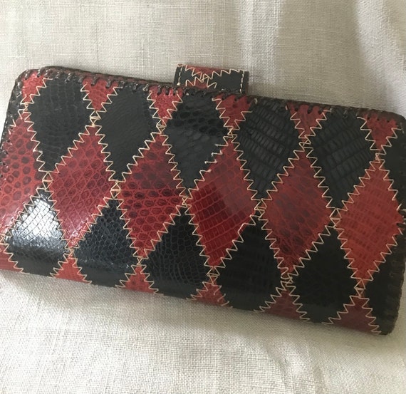 1970’s Reptile Skin Wallet & Checkbook Holder/Vin… - image 1