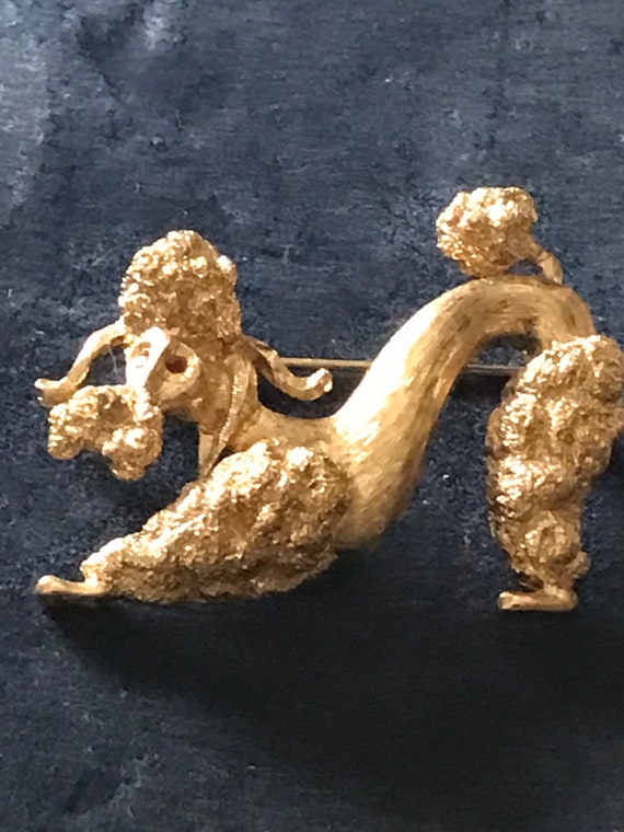 Vintage Monet Brooch • Collectible Dog Pin • Poodl