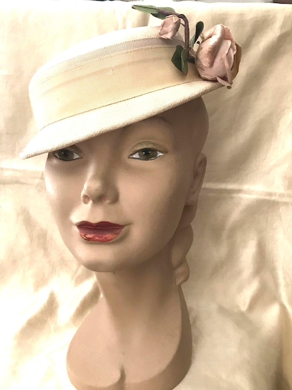 Little Pale Pink Hat • 1940’s -50’s Pillbox Hat • Early 50’s Hat Fashion