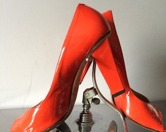 Vintage Jimmy Choo Orange Patent Leather Shoe