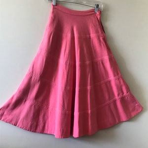 Women’s Vintage Clothing/ Salmon Linen Blend Full Skirt image 1