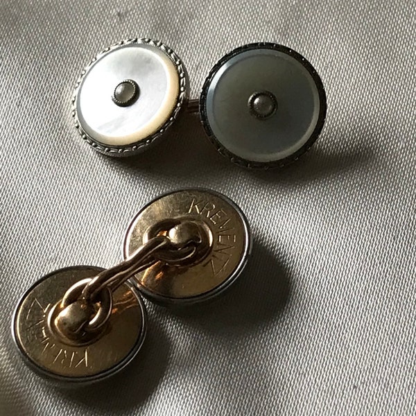 Accessoires hommes/boutons de manchette en nacre Krementz vintage/boutons de manchette en nacre des années 30-40/boutons de chemise pour dressing/manchette française