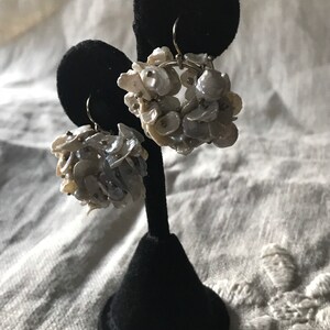 Vintage Cluster Drop Earrings/ Shell Cluster Earrings