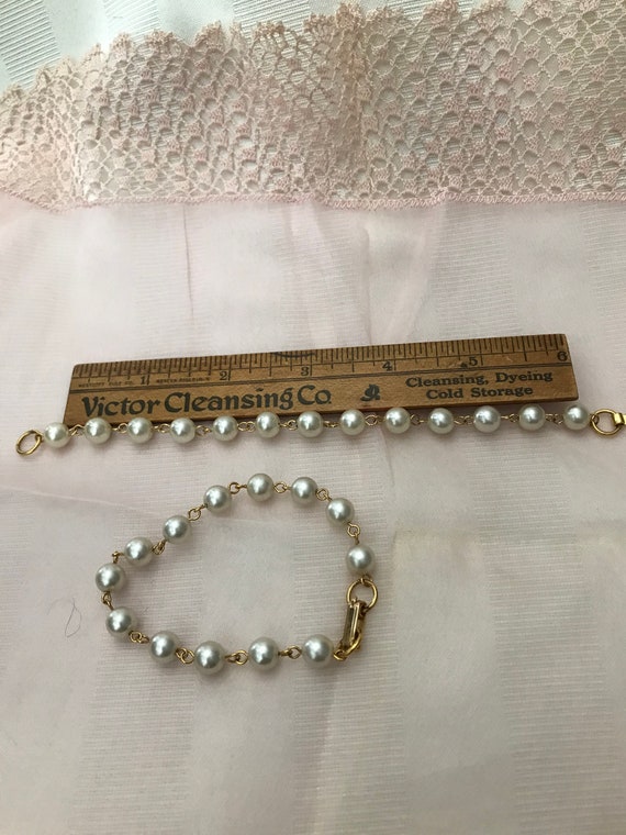 Vintage Faux Pearl Bracelet/ Wedding Jewelry/ Flo… - image 7