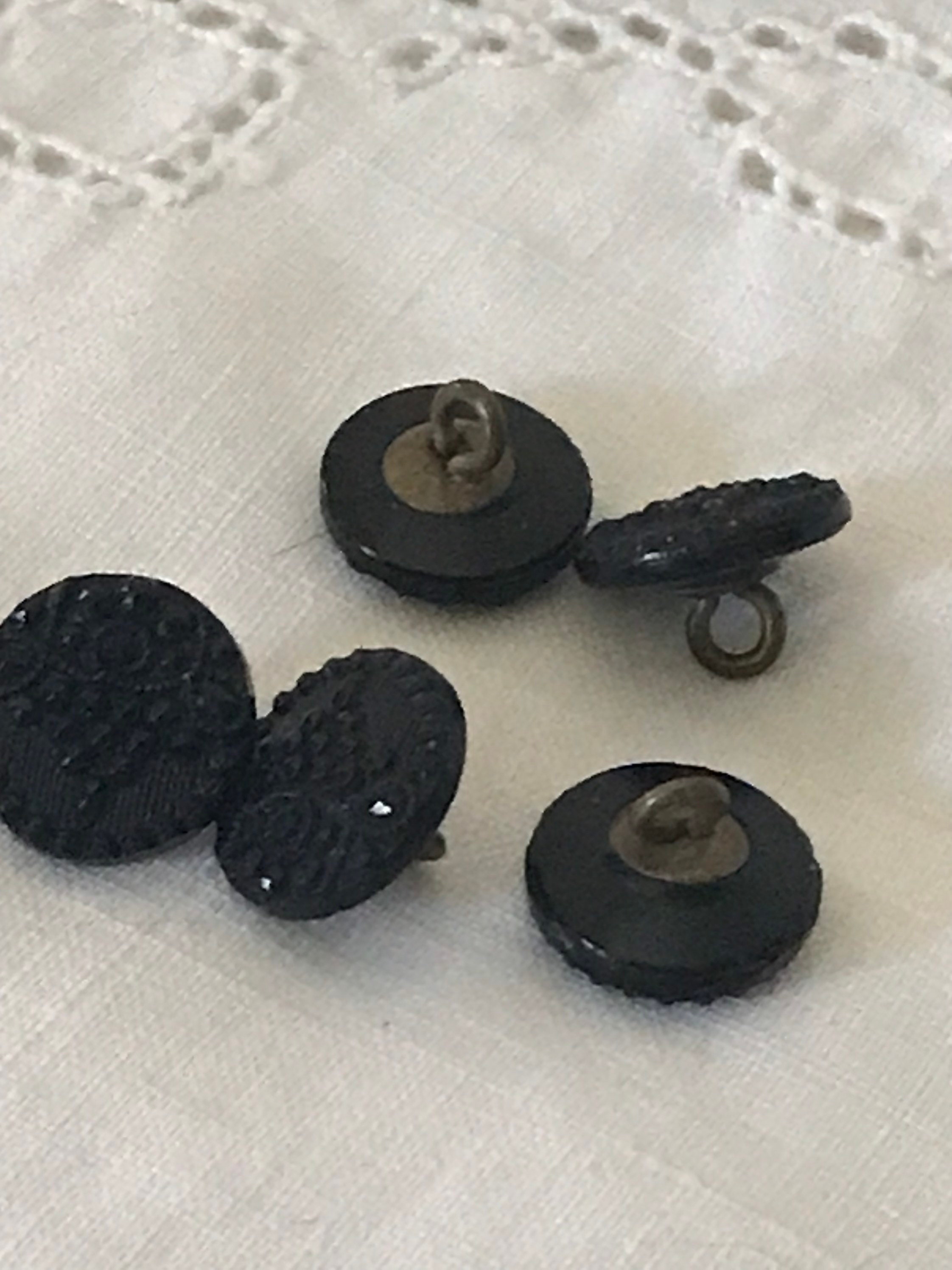 Antique Buttons Lot•carved Black Jet Buttons•lot of 5 Small Carved ...