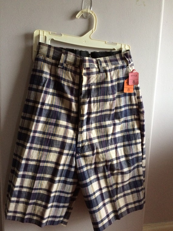 Adolescent Girl's Vintage Madras Plaid Bermuda Sh… - image 1