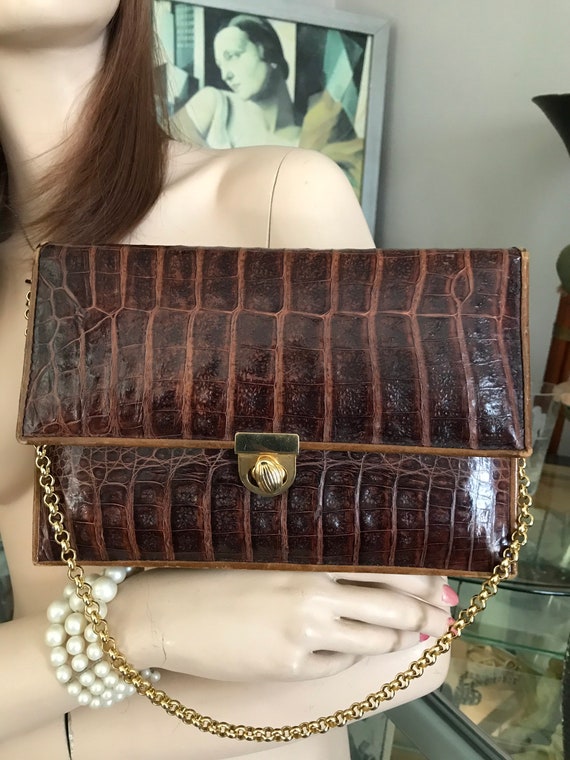 Women’s Handbags/ Vintage Alligator Handbag / Bro… - image 1