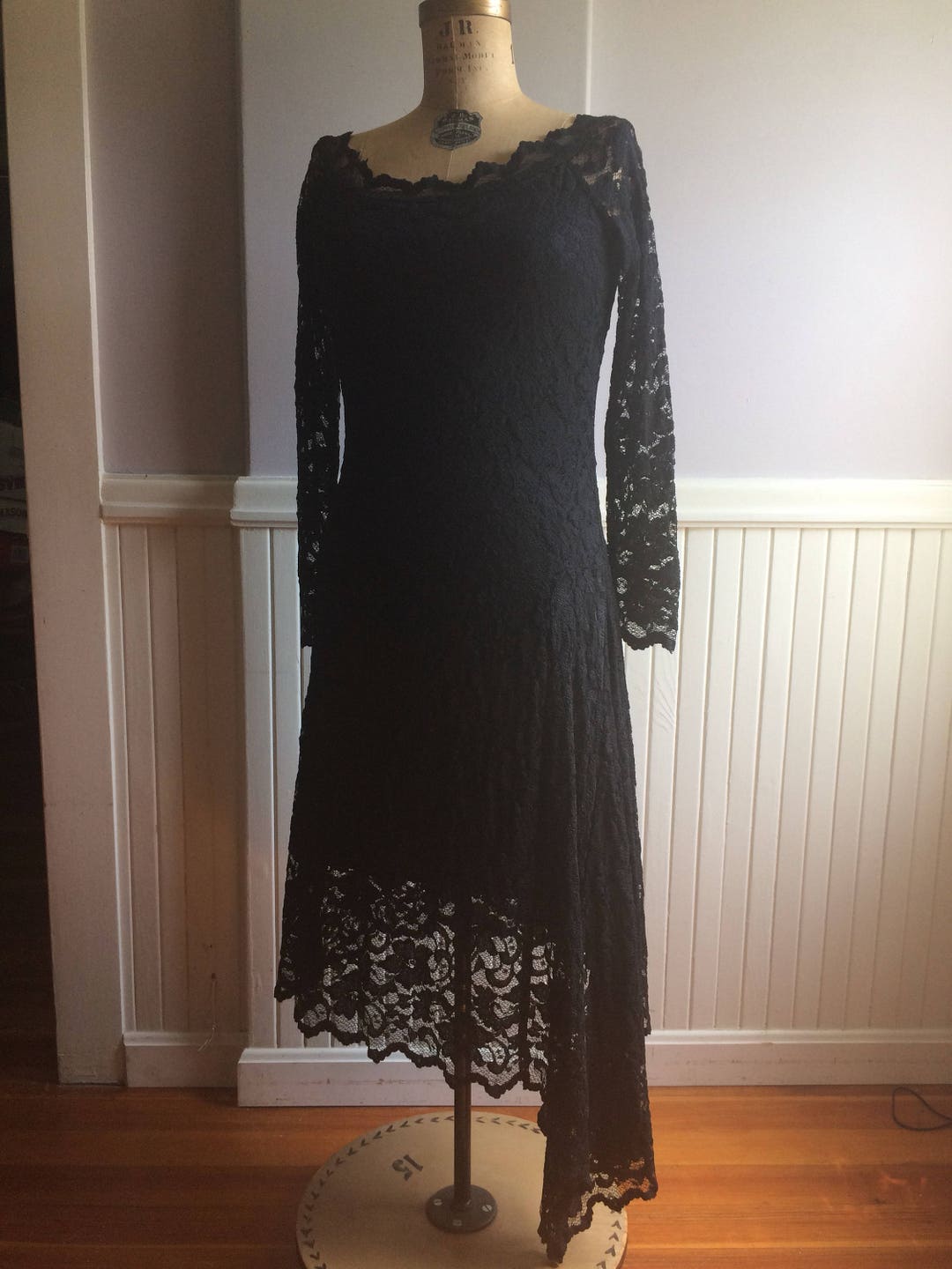 Women's Vintage Clothing / Black Lace Dress / Formal Black Attire ...
