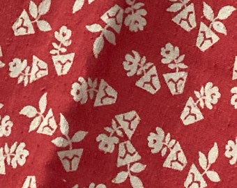 Vintage Fabric•1960’s-70’s Cotton Linen  Print Fabric Remnant • Vintage Sewing Supplies•Apparel Design•Sewing Project Crafting Supplies