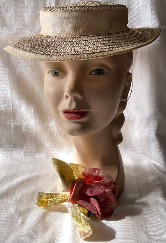 Vintage Straw Boater Hat• Young Girls Straw Hat• … - image 8