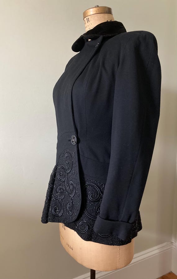Women’s 1940’s Vintage Formal Evening Jacket• Bla… - image 9