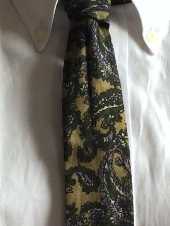 1960's Cotton Necktie / 1960's Cotton Paisley Necktie / Skinny Cotton Necktie / Vintage Male Shirt Accessory's / Unisex Cotton Necktie
