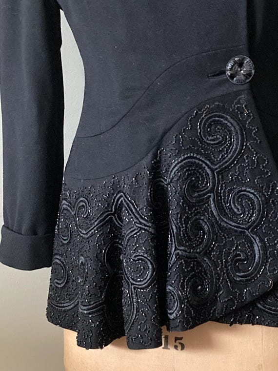 Women’s 1940’s Vintage Formal Evening Jacket• Bla… - image 6