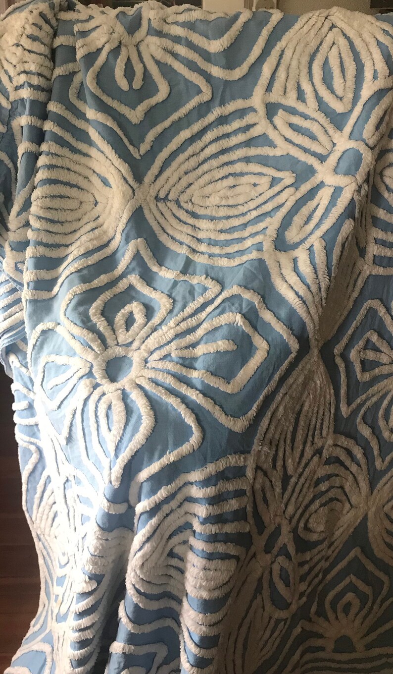 Vintage Chenille Bedspread Fabric Remnant Sewing Project Etsy