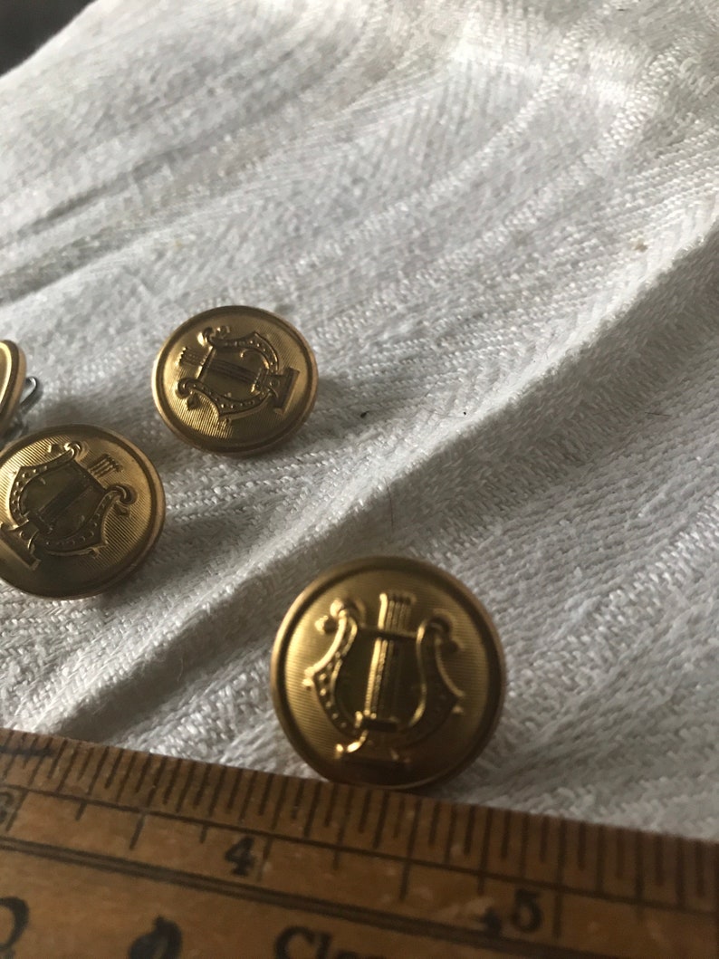 Vintage Military Band Brass Button Lot / 5 Lyre Brass Buttons Etsy