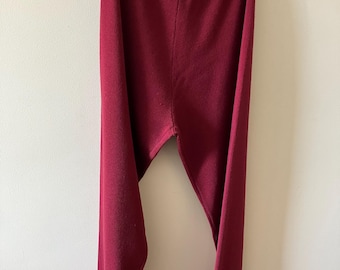 Women’s Wool Knit Pants•Eileen Fischer Burgundy Wool Pants•Eileen Fischer New York Label•Pull on Wool Pants• 1980’s Designer Pants