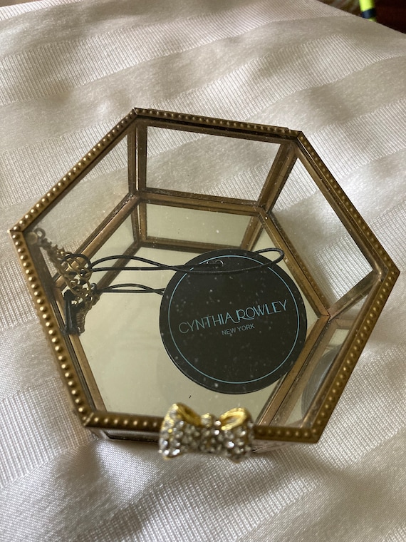 Glass Jewelry Box• Mirrored Glass Container• Bedroom Decor • Bathroom Container• Bejeweled Glass Container