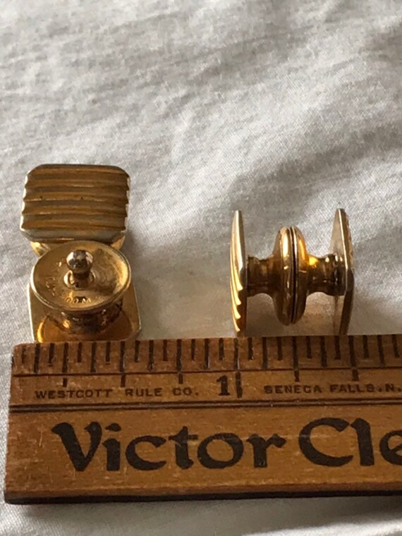 Boutons De Manchette Vintage Kum-A-Part – Design Côtelé Argenté, Modèle Rétro 1923