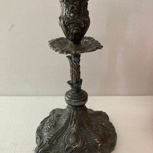 Candlestick Holder• Antique Silver Plated Ornate Candlestick•Gothic Style Candlestick