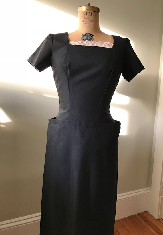 Black Wiggle Dress / Vintage Mad Men Style Wiggle 