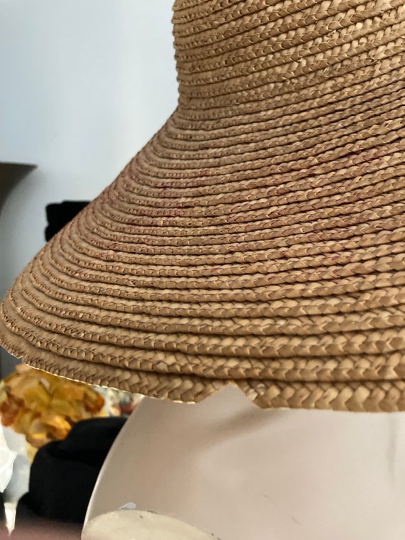 Straw Hat• Wide Brim Sun Hat• Vintage Straw Sun/G… - image 4